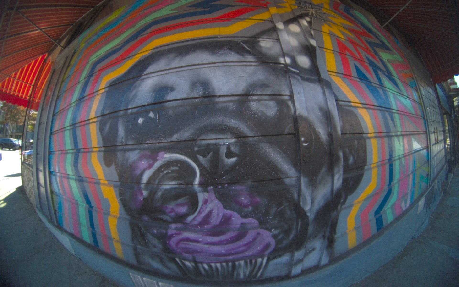 Colorful gorilla mural